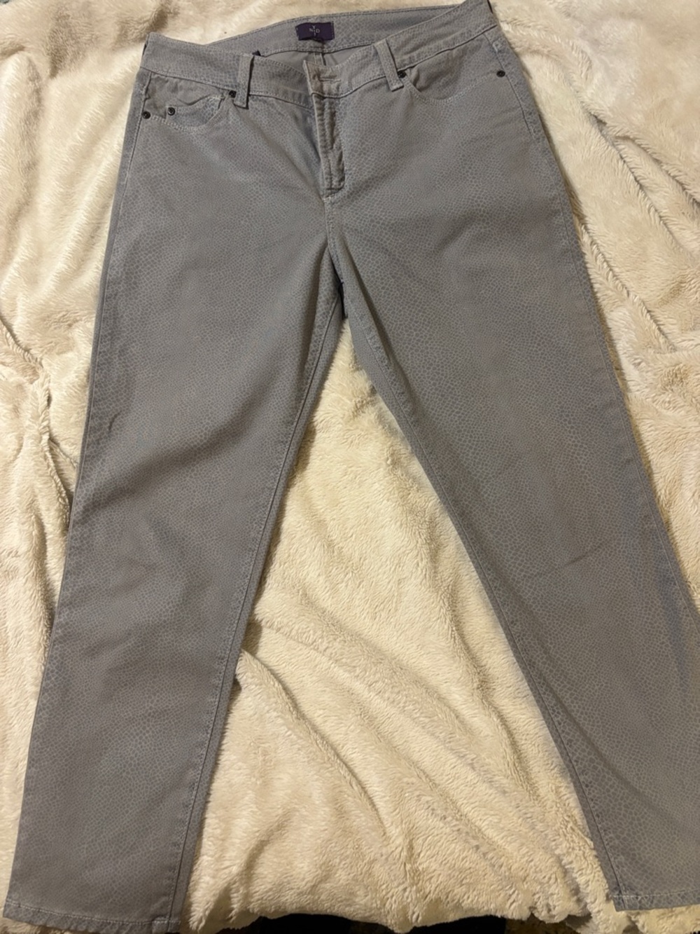 NYDJ Light Gray Patterned Straight-Leg Pants